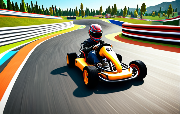 **Prompt:** A vibrant and dynamic scene from the "Popkart" game. Kart racing on a new track with advanced drift zones, capturing the feeling of high speed and technical challenges. Emphasize the updated graphics and enhanced visuals. Include elements of nostalgia for classic kart racing games.