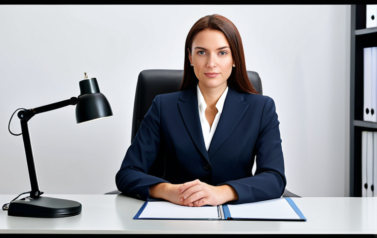 A professional businesswoman in a modest business suit, sitting at a desk in a modern office, fully clothed, appropriate attire, safe for work, perfect anatomy, natural proportions, professional photography, high quality.
