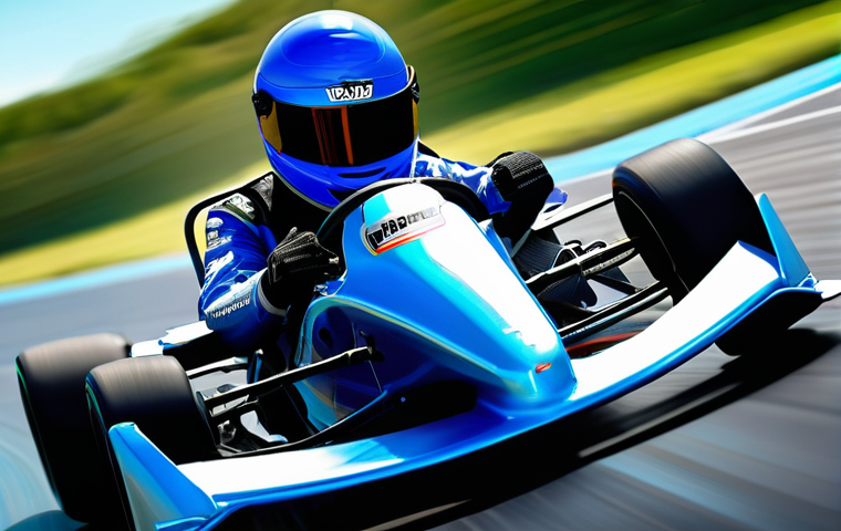 카트라이더 초보 유저 친화적 팁 - **Dynamic Drift Master:** A professional female kart racer, wearing a sleek, vibrant blue and silver...