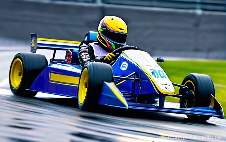카트라이더 신규 트랙 초보 공략 - **Exploring a New Horizon on a KartRider Track**
    A young, determined racer, wearing a sleek, for...