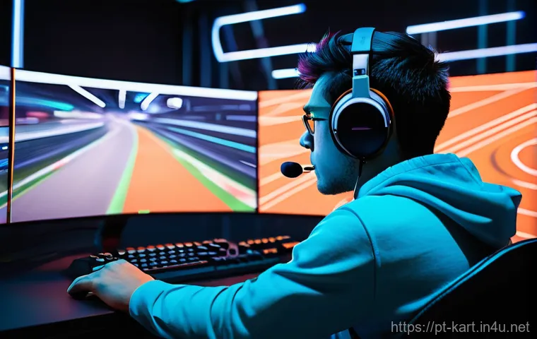 카트라이더 공식 랭킹 트래커 - **Prompt 1: "Focused KartRider Racer Analyzing Performance Data"**
A young adult, male or female...