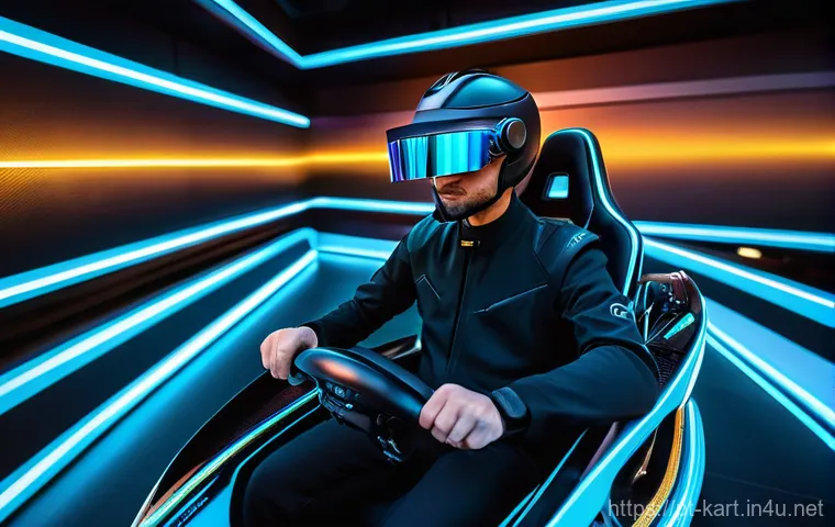 카트라이더 프로 리그 분석 - **Prompt:** A close-up, dynamic shot of a skilled virtual kart racing driver, male or female, intens...
