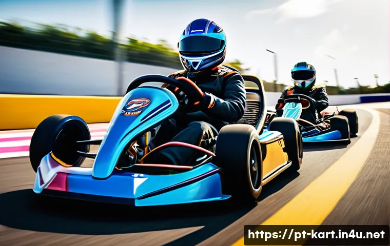 카트라이더 팀플레이 전략 - **Prompt:** A dynamic, wide-angle shot of a three-person kart racing team executing a perfect synchr...