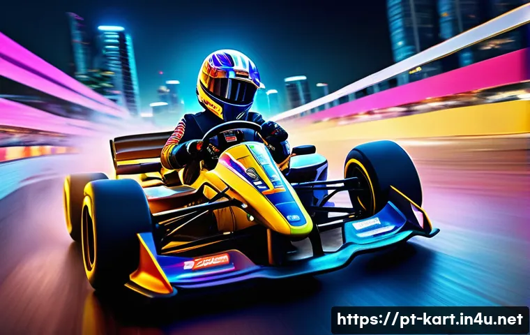 카트라이더 팬아트와 드리프트의 조합 - A dynamic scene of colorful KartRider karts executing a sharp drift on a vibrant racing track, empha...