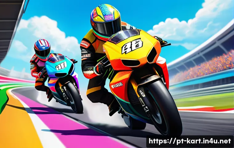 카트라이더 팬아트와 신규 유저의 성공 사례 - A vibrant digital fanart scene depicting diverse KartRider characters in dynamic racing poses on a c...