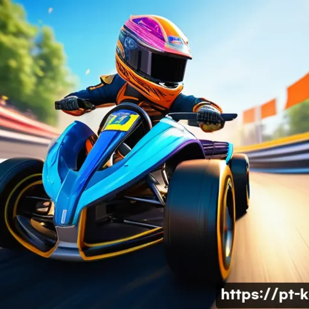 카트라이더 랭크전 승률 분석 - A dynamic and colorful KartRider racing scene on a vibrant, winding map filled with sharp curves, ob...
