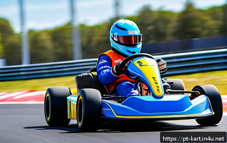 카트라이더 공략 커뮤니티 사이트 - A dynamic racing scene featuring a sleek kart named "Turbo Racer" speeding through a mixed-terrain c...