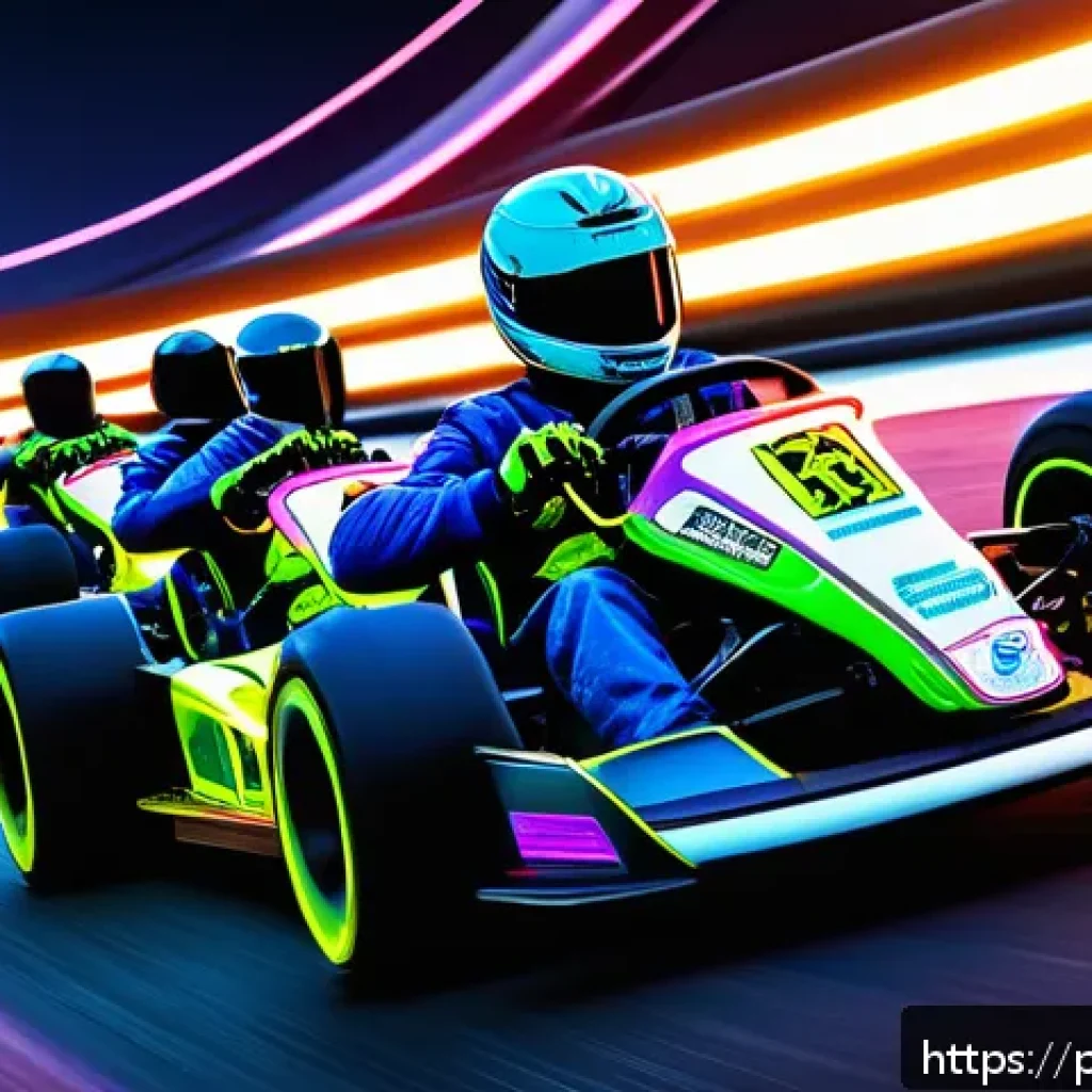 카트라이더 이벤트 참여 방법 - A dynamic and vibrant scene of a KartRider race event registration screen on a futuristic game inter...