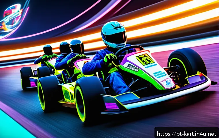 카트라이더 이벤트 참여 방법 - A dynamic and vibrant scene of a KartRider race event registration screen on a futuristic game inter...