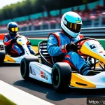 Home 21 카트라이더 스피드전 타임 어택 방법 - A dynamic racing scene on a vibrant karting track inspired by KartRider Speed, featuring a skilled d...