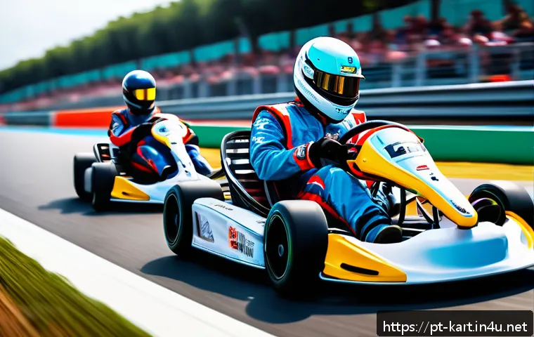 카트라이더 스피드전 타임 어택 방법 - A dynamic racing scene on a vibrant karting track inspired by KartRider Speed, featuring a skilled d...