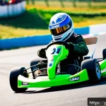 Home 20 카트라이더 트랙 초보자 가이드 - A dynamic kart racing scene on a vibrant, curvy race track set in a sunny Brazilian countryside, fea...
