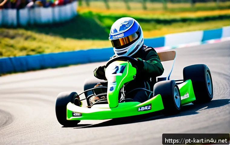 카트라이더 트랙 초보자 가이드 - A dynamic kart racing scene on a vibrant, curvy race track set in a sunny Brazilian countryside, fea...