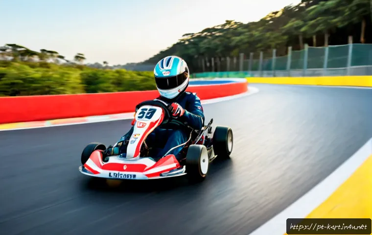 카트라이더 초보 유저를 위한 트랙별 공략 - Photorealistic beginner-friendly go-kart racing scene at a sunny Brazilian outdoor kart circuit, a h...