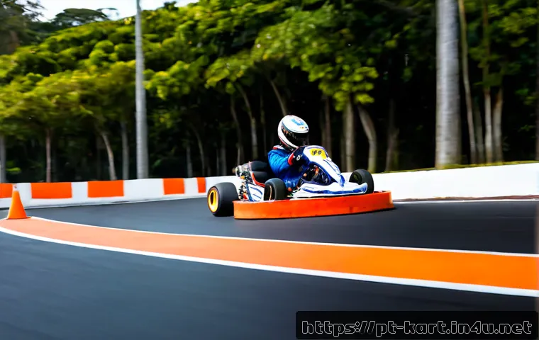 카트라이더 초보자 연습용 트랙 - Photorealistic beginner go-kart practice track at a Brazilian outdoor karting center, one small rent...
